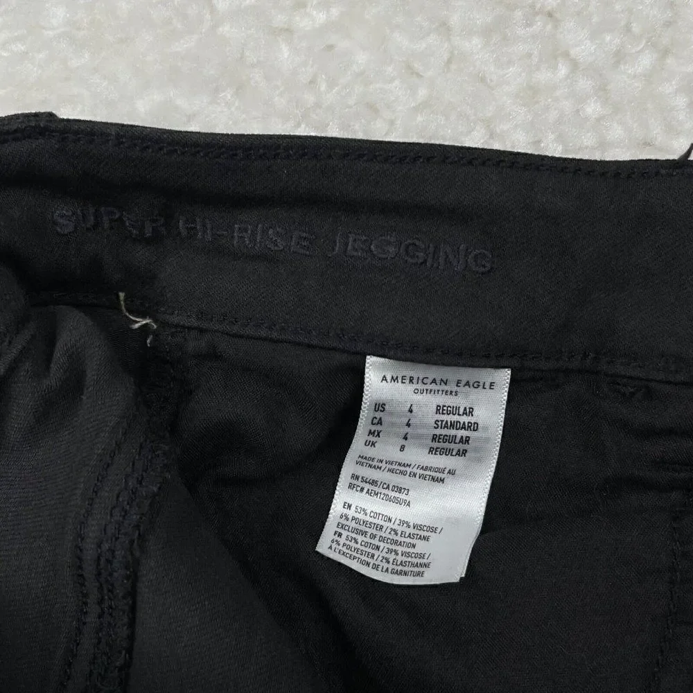 American Eagle Next Level Stretch Super Hi Rise Jegging Black Distress - Picture 5 of 11